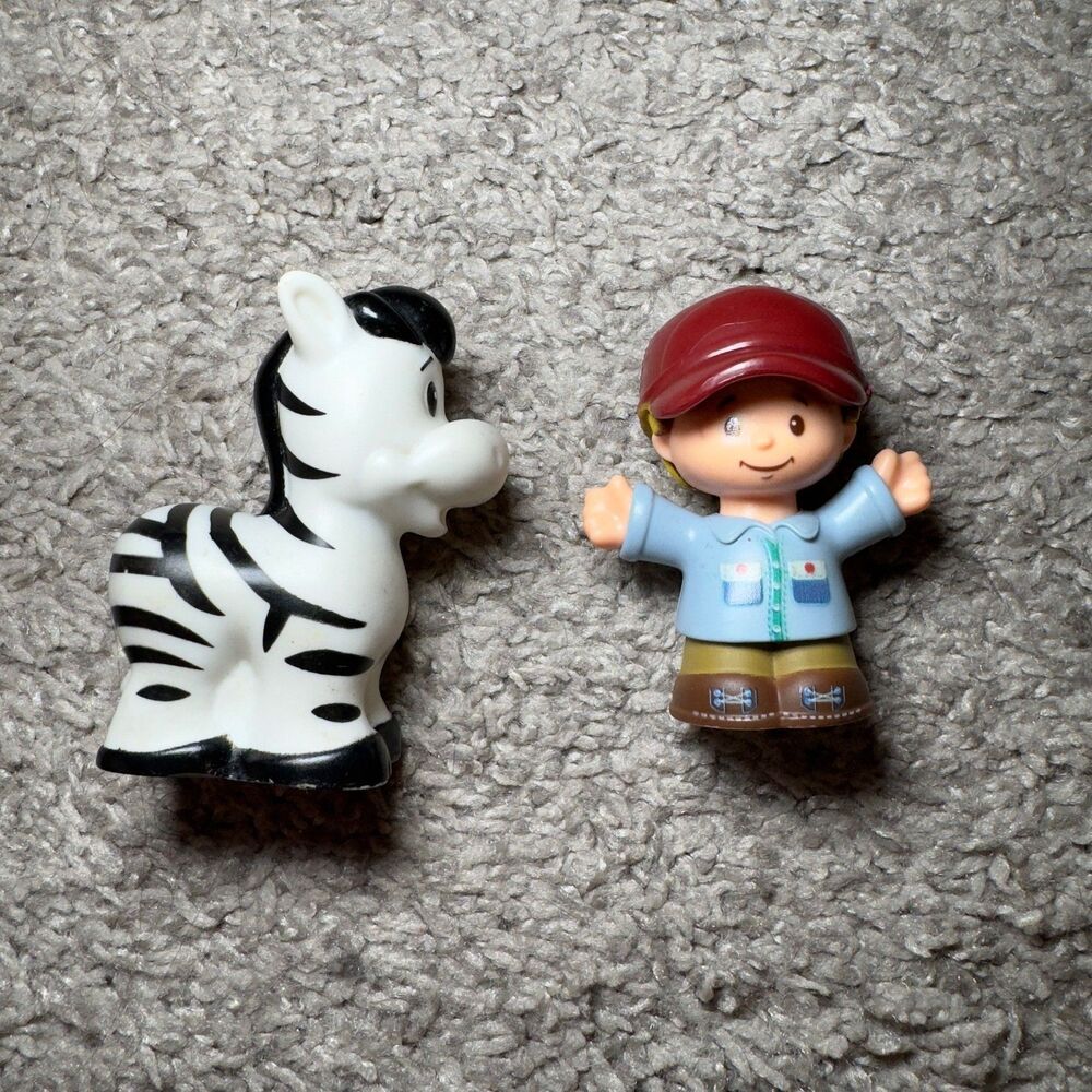 Fisher Price Little People Helpful Harvester Boy Man Zebra Figure LOT of 2 Toys